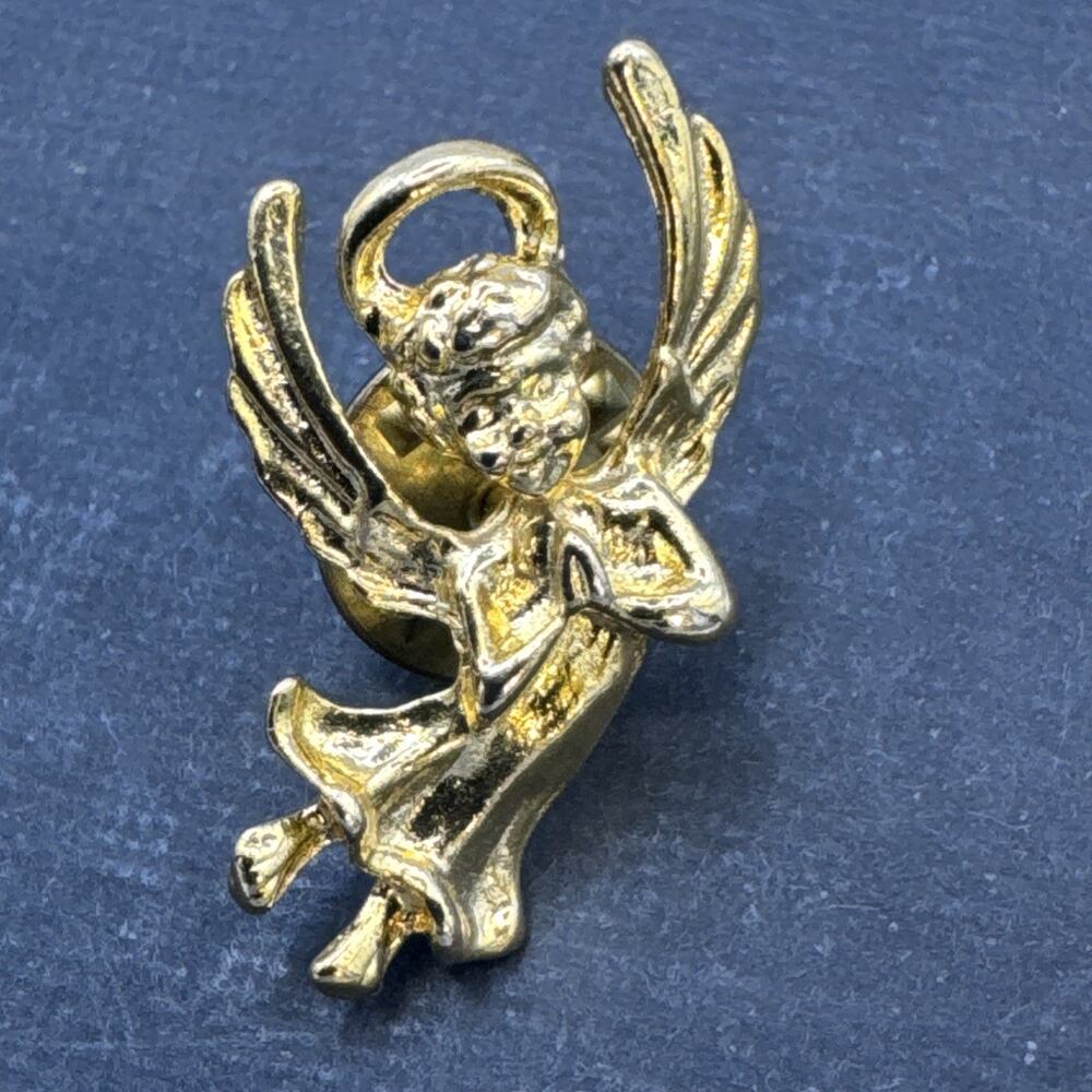 Vtg Angel Praying Pinback Religious Hat Jacket Lapel Pin Collectible